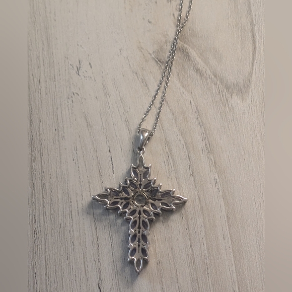 Chrysos Tanzanite Cross on Sterling Chain - Picture 3 of 5